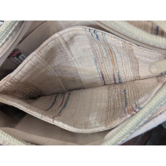 Carpetbags of America Vintage Woven Messenger Bag Crossbody Floral Patch Striped - Picture 3 of 4